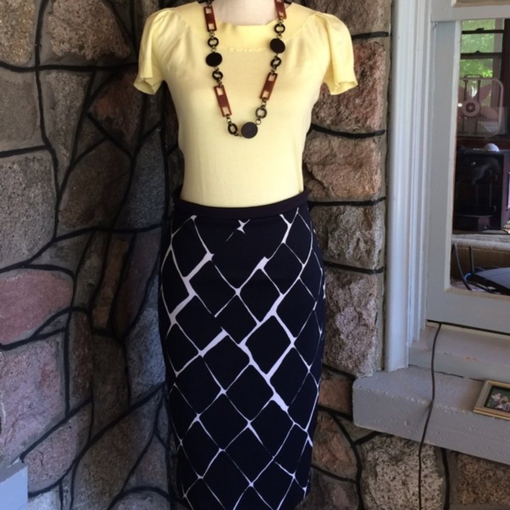 The Limited navy & white high waist pencil skirt